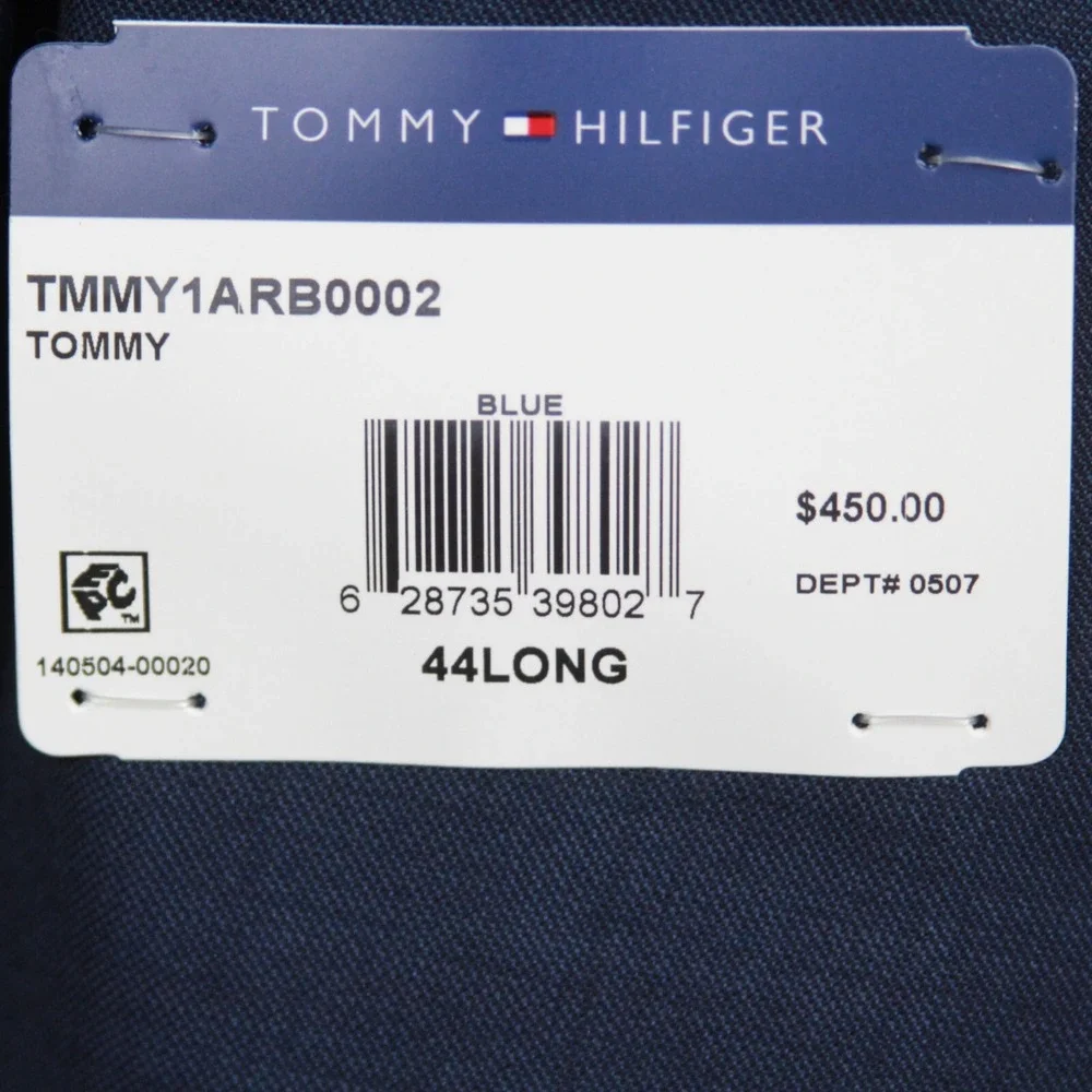 Tommy Hilfiger Men's Modern Fit 2-pc Suit Jacket 44L Pants 36W 29L Wool Blue